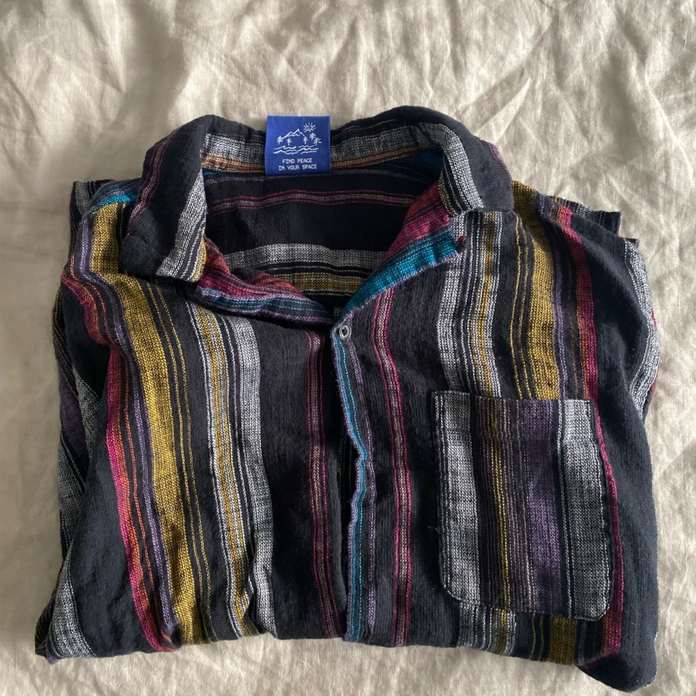 Urban Outfitters Without Walls Black Striped Button-Up Shirt Men’s Small S